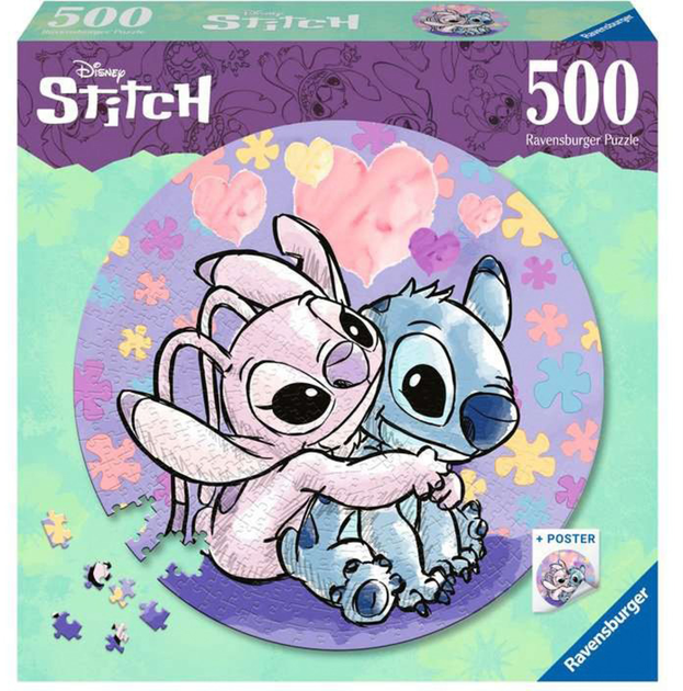 Puzzle Ravensburger Circle of Colors Rundpuzzle Stitch 52 x 52 cm 500 elementów (4005556175819) - obraz 1