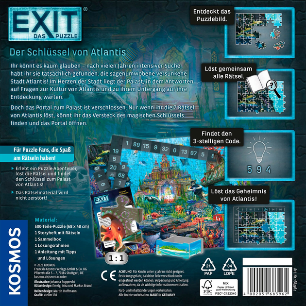 Puzzle Kosmos Exit The Key to Atlantis 68 x 48 cm 500 elementów (4002051683962) - obraz 2