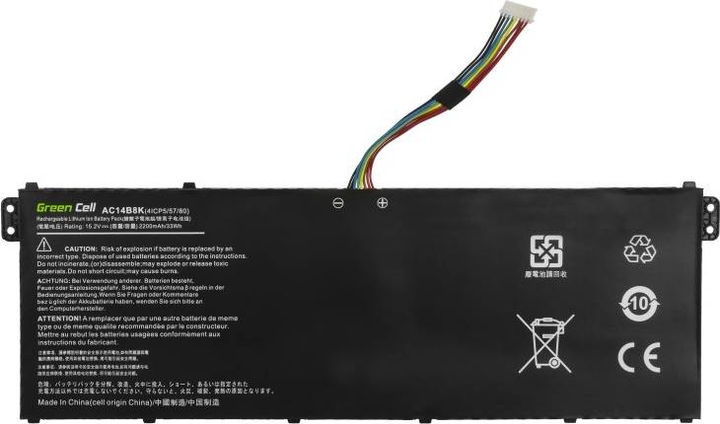 Акумулятор Green Cell AC72 AC14B8K AC14B3K для Acer Aspire 5 A515 R15 R5-571T Spin SP315 SP513 (MOBGCEBAT0166) - зображення 3