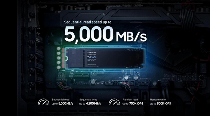 SSD накопитель Samsung 990 EVO 1 TB (MZ-V9E1T0BW) M.2 2280 PCIe 5.0 x4 NVMe V-NAND TLC - изображение 5
