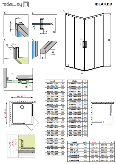 Душевая кабина RADAWAY Idea White KDD 70Lx70R 387065-04-01L+387065-04-01R - изображение 2