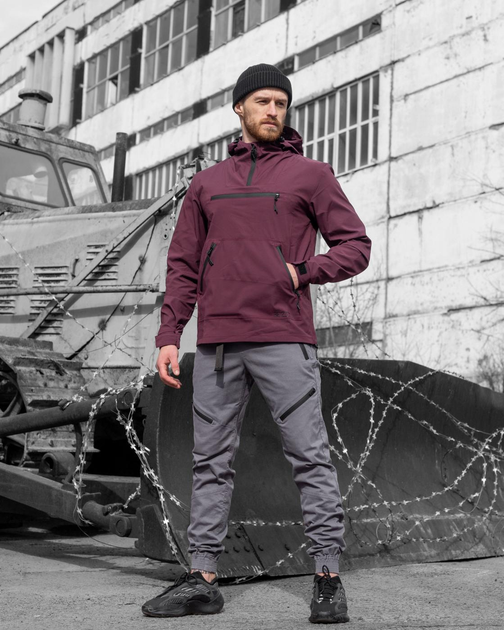 Тактичний комплект PRIDE бордовий (КУРТКА АНОРАК PRIDE, ДЖОГГЕРЫ TECHWEAR) - M - зображення 1