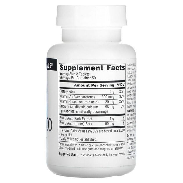 Source Naturals, По д'арко, экстракт коры муравьиного дерева, 500 мг 100 таблеток (SNS-00239) - изображение 2
