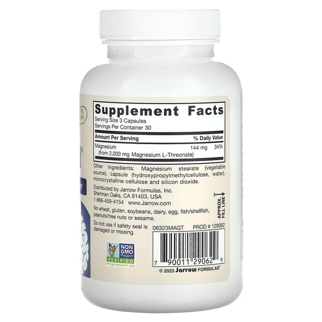 Jarrow Formulas, MagMind, L-треонат магния, 90 вегетарианских капсул (JRW-29062) - изображение 2