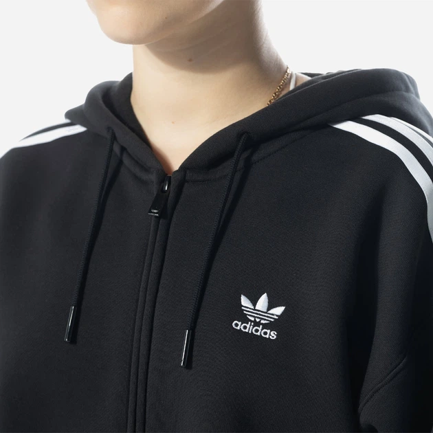 Толстовка на блискавці з капюшоном жіноча adidas Adicolor Classics 3-Stripes Full-Zip Hoodie W IK0438 S Чорна (4066761329343) - зображення 4