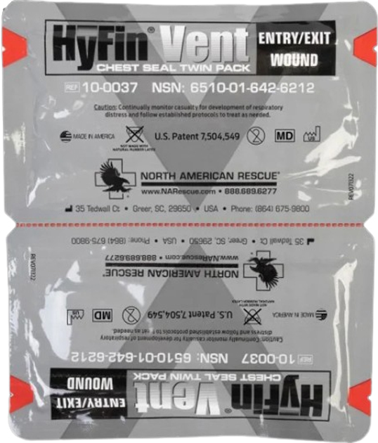 Оклюзійна наліпка North American Rescue HYFIN Vent вентильована (10-0037) - зображення 1