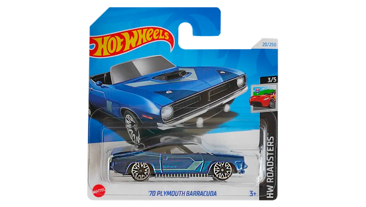Машинка Базовая Hot Wheels '70 Plymouth Barracuda Roadsters 1:64 HTC13 Dark Blue - Фото 2 Машинка Базовая Hot Wheels '70 Plymouth Barracuda Roadsters 1:64 HTC13 Dark Blue - изображение 2