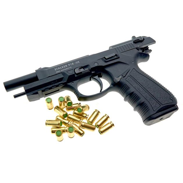 Стартовый шумовой пистолет Stalker 918 UK Black, Beretta 92 + 50 шт Холостых патронов - изображение 2
