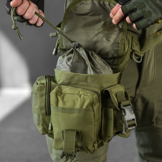 Универсальная поясная сумка Cordura 1000D с креплением на бедро олива 30,5 x 12,5 x 22,8см - изображение 2