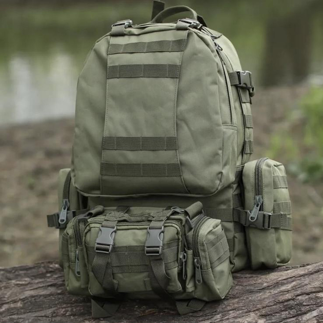 Водонепроницаемый Рюкзак 55 л Molle Assault с 3 подсумками / Ранец из Oxford 800D олива 52 х 47 х 33 см - изображение 2