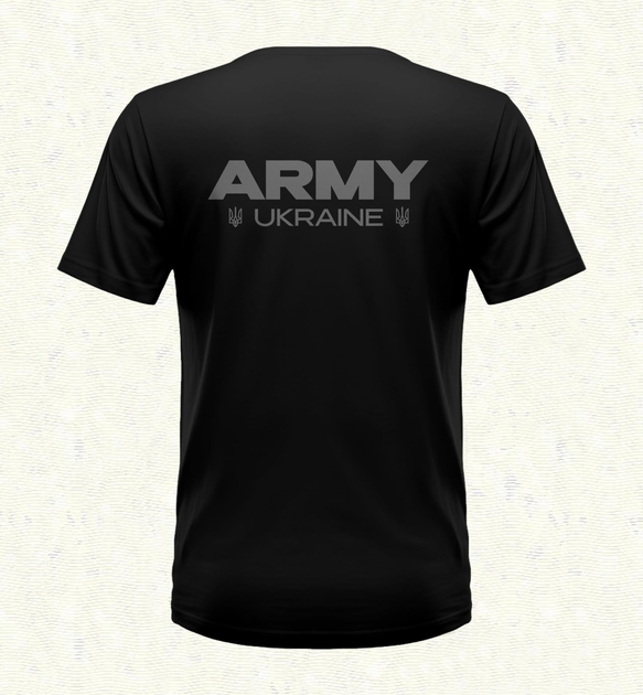 Футболка Черная ARMY UKRAINE 100% Хлопок р.56-3XL - изображение 2