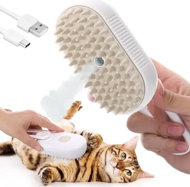 Парова масажна щітка для собак і котів Pet Spray Massage Steamy Brush White - Фото 3 Парова масажна щітка для собак і котів Pet Spray Massage Steamy Brush White - изображение 3