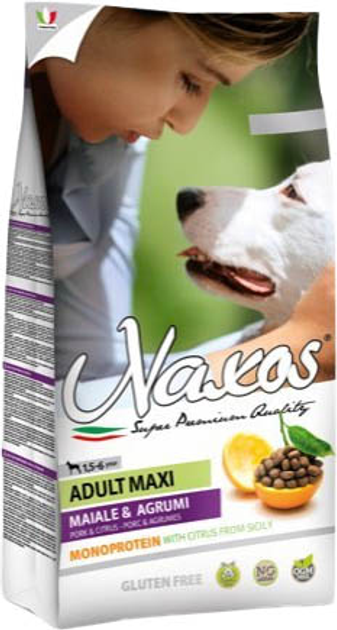 Сухий корм Naxos Adult Maxi зі свининою безглютеновий та монобілковий для собак великих порід 12 кг (8025844123120) - зображення 1