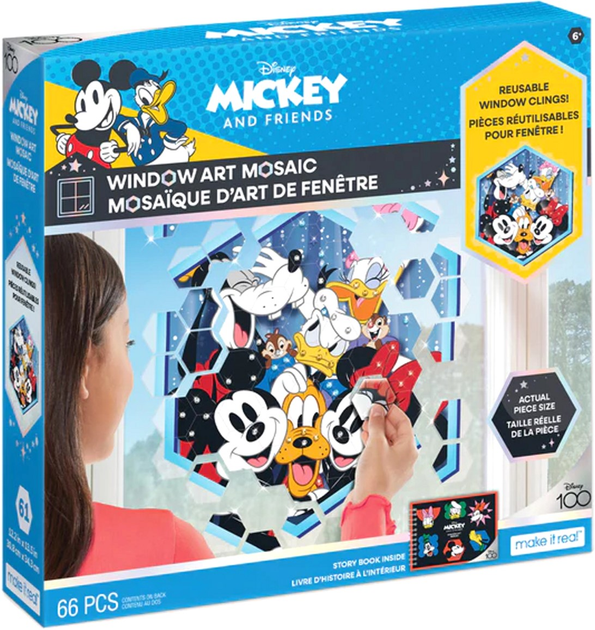 Zestaw kreatywny Make It Real Mosaic Window Sticker Disney Mickey And Friends 66 szt (0695929042776) - obraz 1