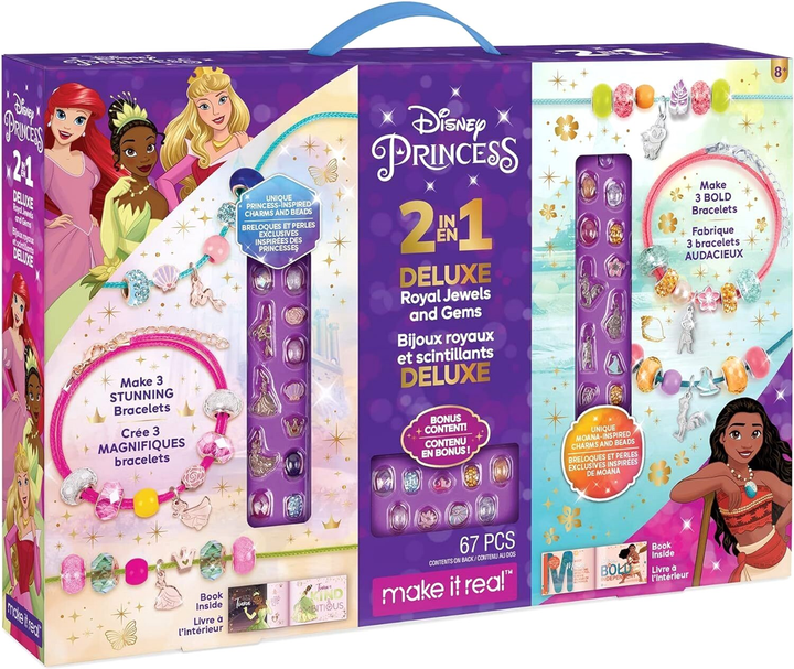 Набір для створення браслетів Make It Real Disney Princess 2 In 1 Deluxe Royal Jewels And Gems (0695929042158) - зображення 1