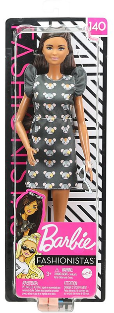 Lalka Mattel Barbie Fashionistas Long Brunette Hair and Mouse Print Dress 29 cm (887961804355) - obraz 1