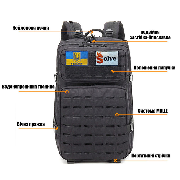 Тактический походный рюкзак на 50 л Laser Серый пиксель KT6003507 - изображение 2