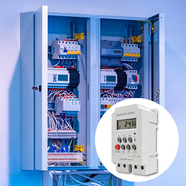 Programator czasowy cyfrowy Qoltec DIN PC0629 (5901878506296) - obraz 8