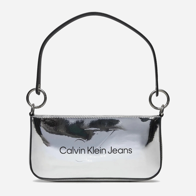 Torebka bagietka damska mała Calvin Klein K60K611857-0IM Srebrna (8720109166033) - obraz 1