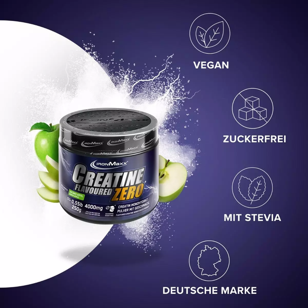 IronMaxx, Creatine Flavoured ZERO, зеленое яблоко, 250 г (821397) - Фото 2 IronMaxx, Creatine Flavoured ZERO, зеленое яблоко, 250 г (821397) - изображение 2