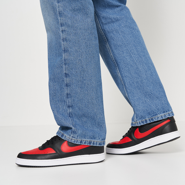 Sneakersy męskie skórzane Nike Court Vision Lo DV6488-001 44 (10US) Czarny/Czerwony (196149051185) - obraz 7