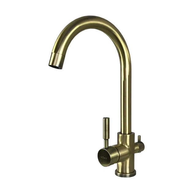 Кран кухонный двойной излив GLOBUS LUX GLLR-0333-8-StSTEEL бронзовый нержавеющая сталь 000014072 - изображение 2