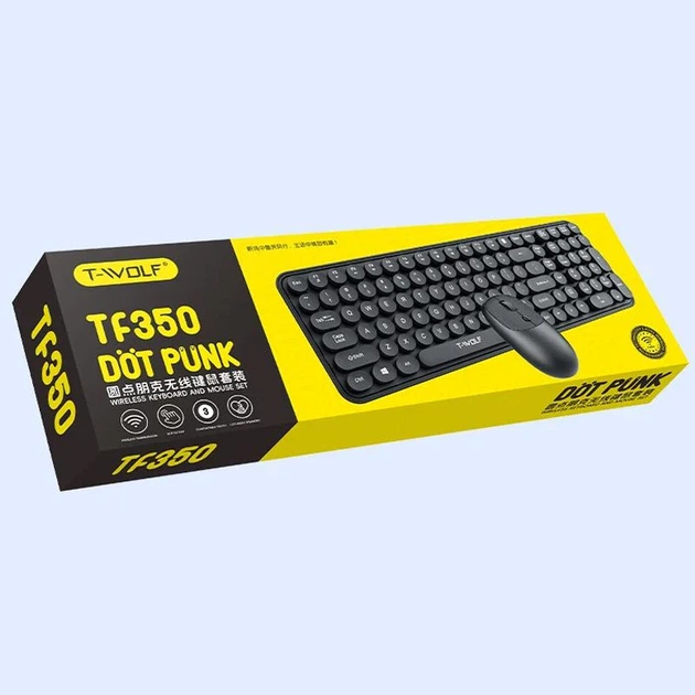 Беспроводная Клавиатура и Мышь TWolf TF350 2.4G ретро стиль 1600 DPI USB black - изображение 8