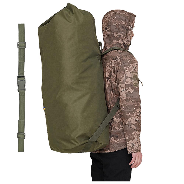 Тактический рюкзак-баул на 100 литров Олива с ремешками и карманом Оксфорд 600 Д ПВХ MELGO - изображение 2