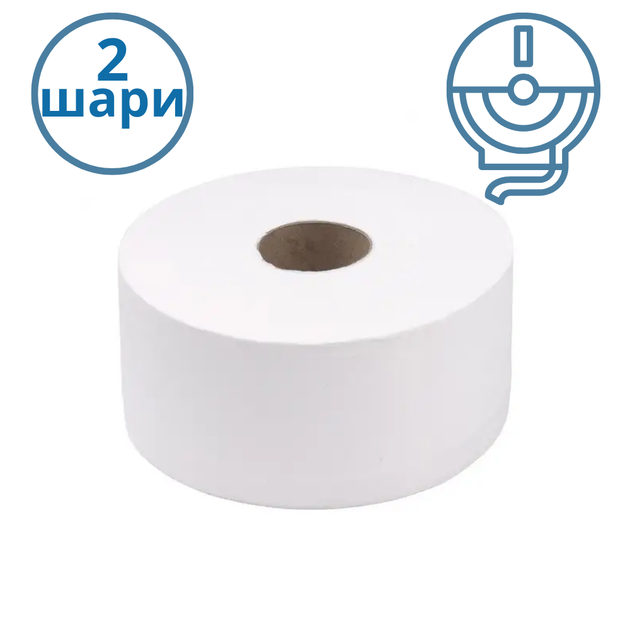 Туалетная бумага Джамбо белая на гильзе 90 м двухслойная Comfort 12 рулонов упаковка WS 0518 - изображение 3