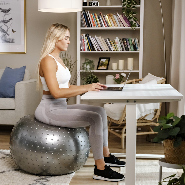 Фітбол масажний Hop-Sport 65см сріблястий + насос - зображення 5