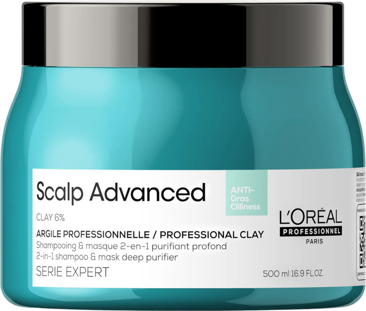 Шампунь-маска для волосся L'Oreal Paris Scalp Advanced Anti-Oiliness 2-in-1 Deep Purifier Clay 500 мл (3474637090562) - зображення 1