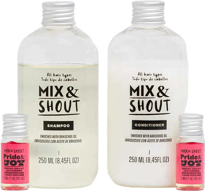 Набір для догляду за волоссям Mix & Shout Rutina Protector Шампунь 250 мл + Кондиціонер 250 мл + Бустер 2 х 5 мл + Дозатор 2 шт (8437023598146) - зображення 3