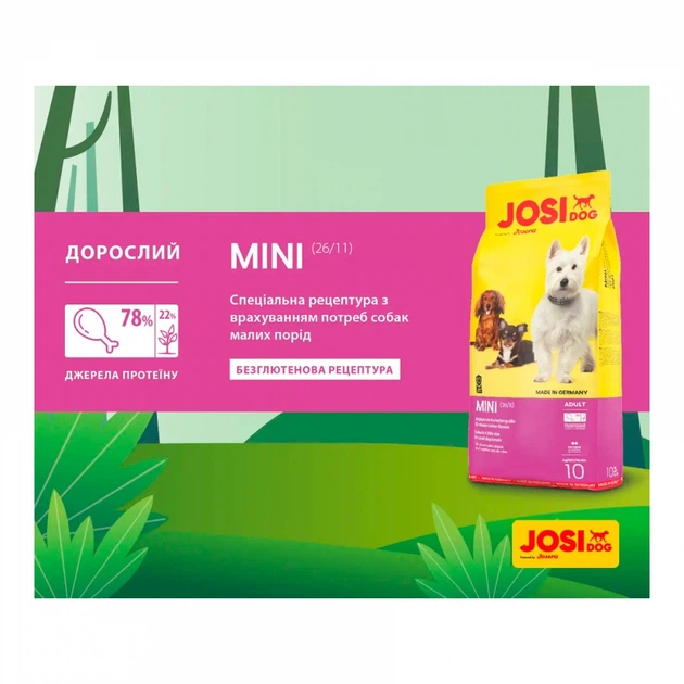 Сухой корм для собак малых пород JosiDog Adult Mini 900г - изображение 2