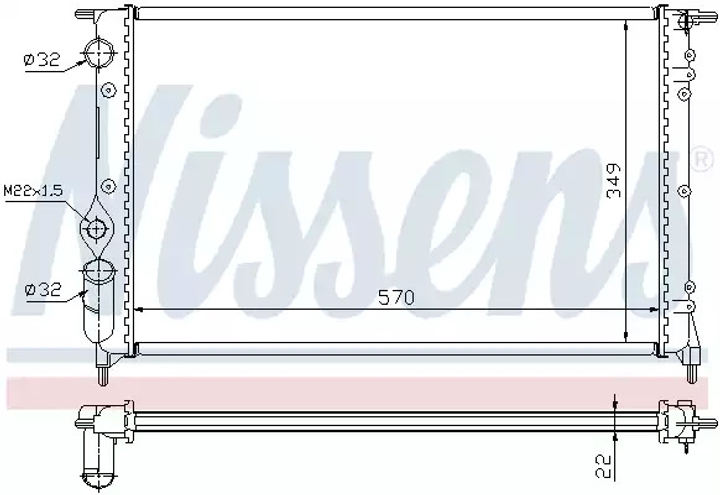 Радиатор охлаждения двигателя RENAULT 19, NISSENS (63925) - изображение 1