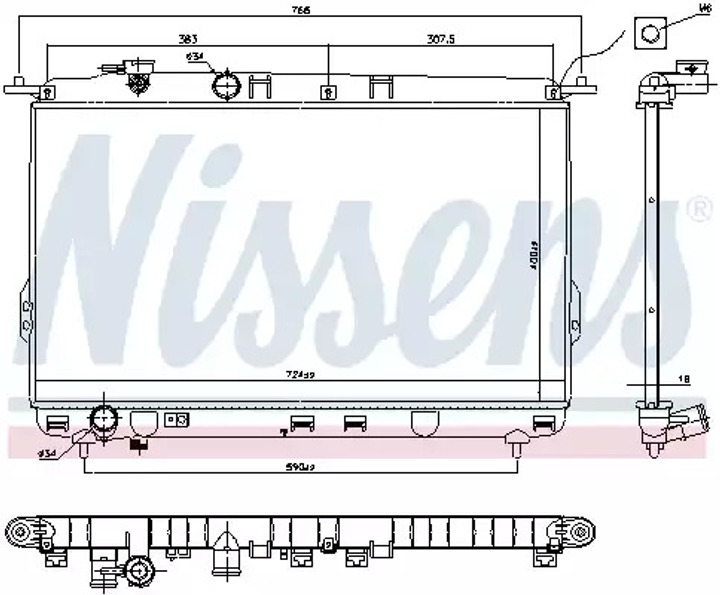 Радіатор охолодження двигуна HYUNDAI XG, NISSENS (67026) - зображення 1