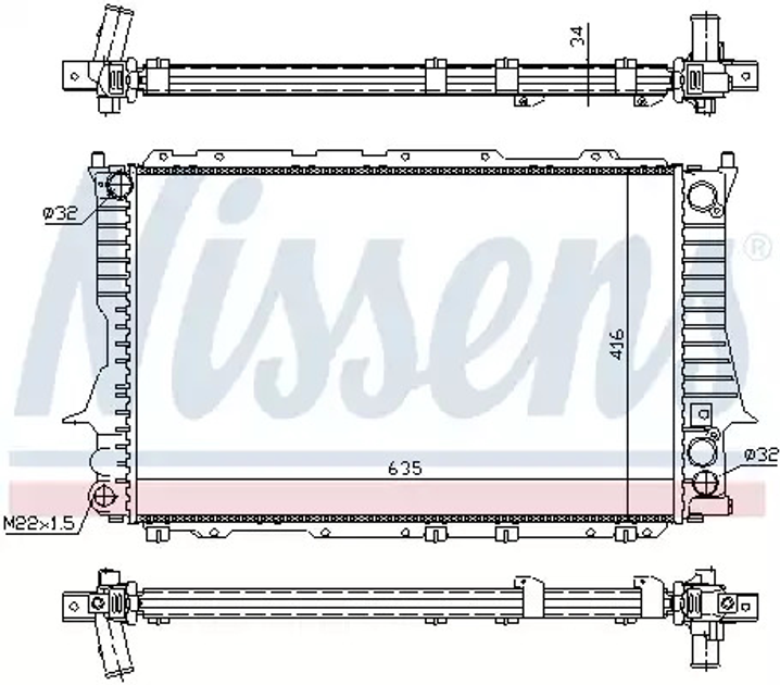 Радиатор охлаждения двигателя AUDI A6, NISSENS (60459) - изображение 1