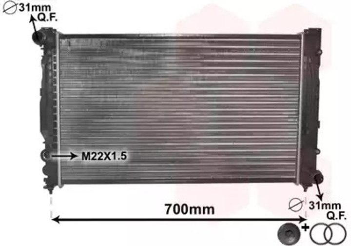 Радиатор охлаждения двигателя SKODA SUPERB, VW PASSAT, Van Wezel (03002124) - изображение 1