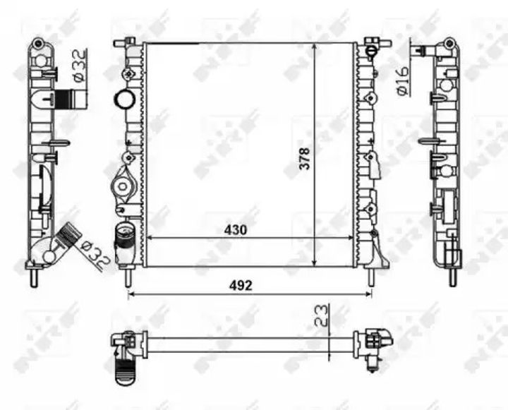 Радіатор охолодження двигуна NISSAN KUBISTAR, DACIA LOGAN, NRF (58023) - зображення 1