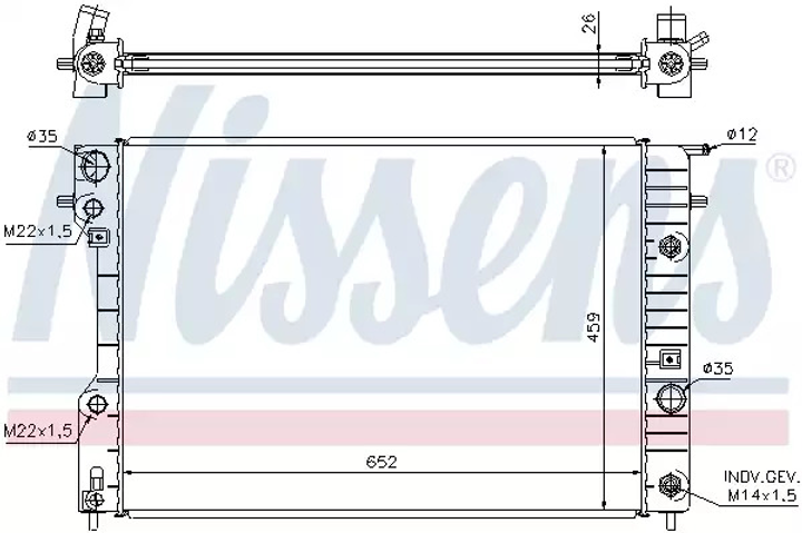 Радіатор охолодження двигуна VAUXHALL OMEGA, OPEL OMEGA, NISSENS (63072A) - зображення 1