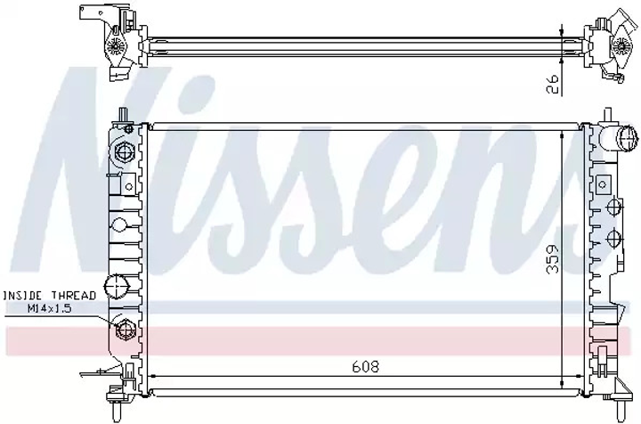 Радиатор охлаждения двигателя VAUXHALL VECTRA, OPEL VECTRA, NISSENS (630771) - изображение 1