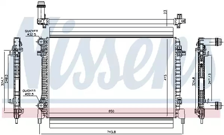 Радиатор охлаждения двигателя SKODA FABIA, VW GOLF, NISSENS (65327) - изображение 1