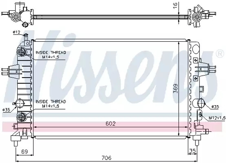 Радиатор охлаждения двигателя OPEL ASTRA, OPEL ZAFIRA, NISSENS (630702) - изображение 1