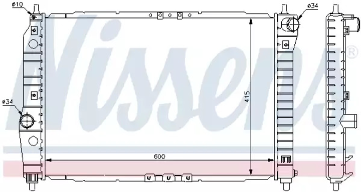 Радиатор охлаждения двигателя CHEVROLET AVEO, DAEWOO KALOS, NISSENS (61645) - изображение 1