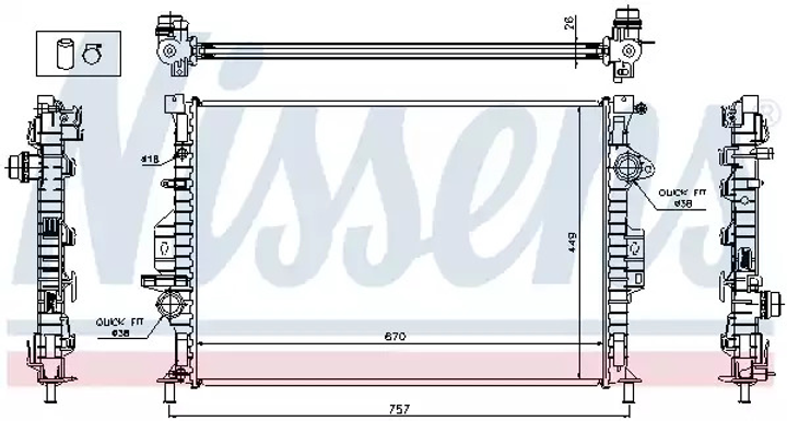 Радіатор охолодження двигуна LAND ROVER, FORD MONDEO, NISSENS (65615A) - зображення 1