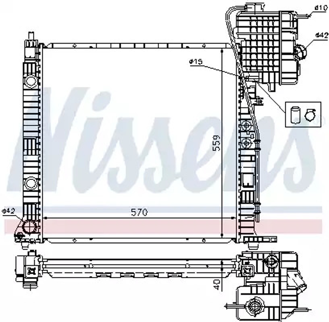 Радіатор охолодження двигуна MERCEDES-BENZ V-CLASS, NISSENS (62559A) - зображення 1