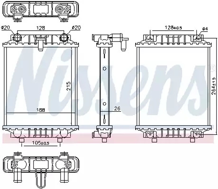 Радиатор охлаждения двигателя SKODA SUPERB, SEAT LEON, NISSENS (60372) - изображение 1