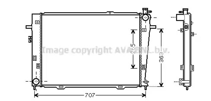 Радиатор охлаждения двигателя KIA SPORTAGE, HYUNDAI TUCSON, AVA COOLING (HY2126) - изображение 1
