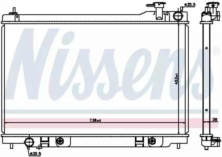 Радиатор охлаждения двигателя INFINITI FX, NISSENS (68119) - изображение 1