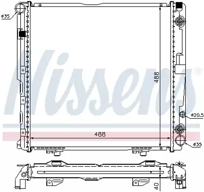 Радіатор охолодження двигуна MERCEDES-BENZ E-CLASS, NISSENS (62763A) - зображення 1