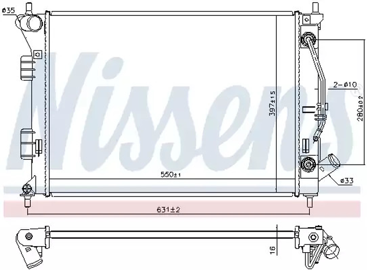 Радіатор охолодження двигуна HYUNDAI i30, KIA CERATO, NISSENS (675038) - зображення 1